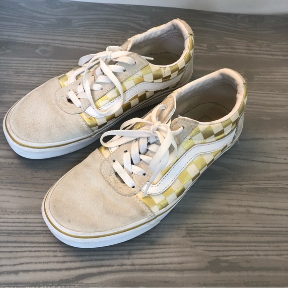 VANS Old Skool Gold Checkered Skate Shoe, Womens 7.5 - Picture 3 of 6